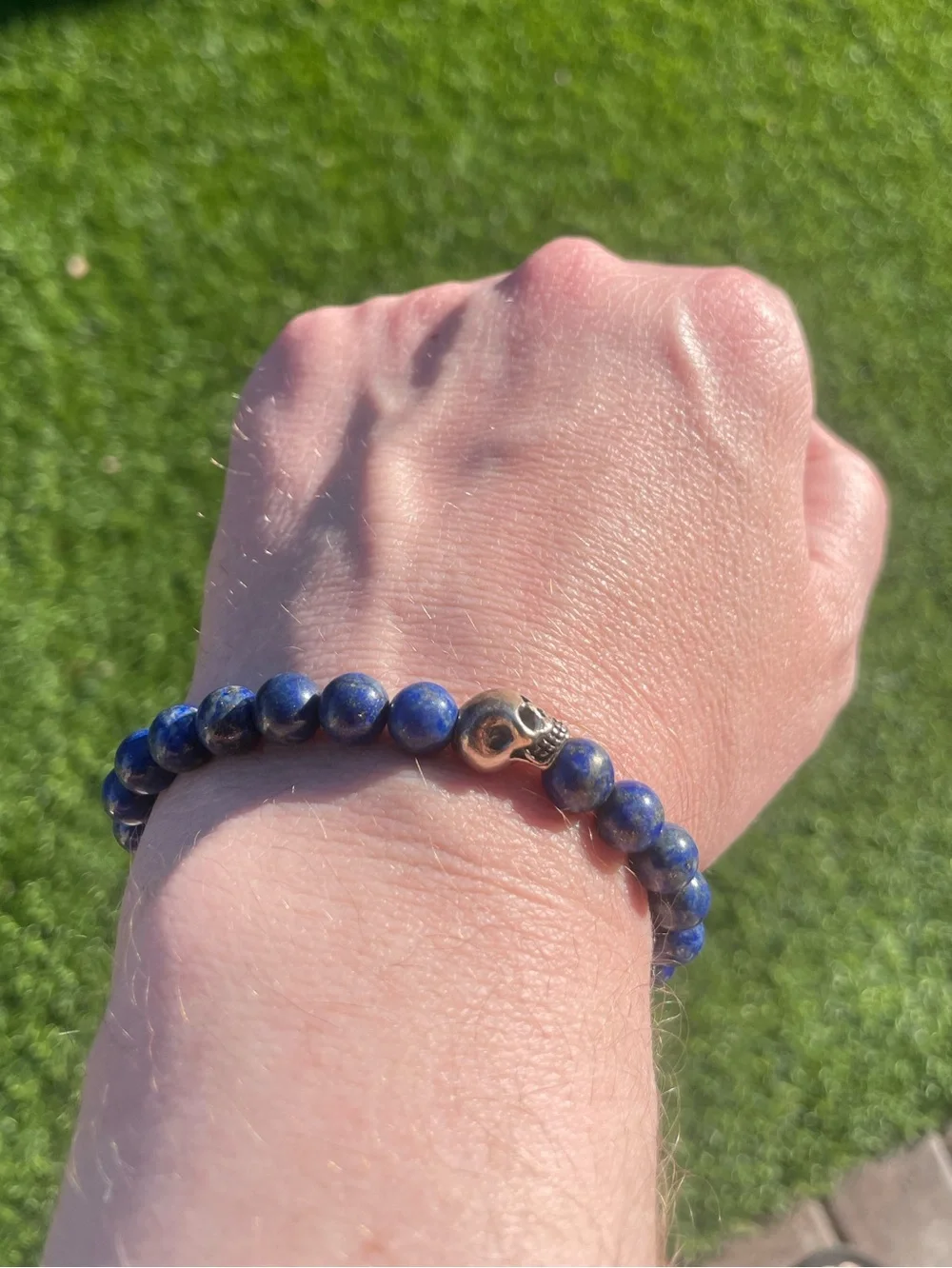King Baby Lapis Lazuli Skull Bracelet – 925 Sterling Silver